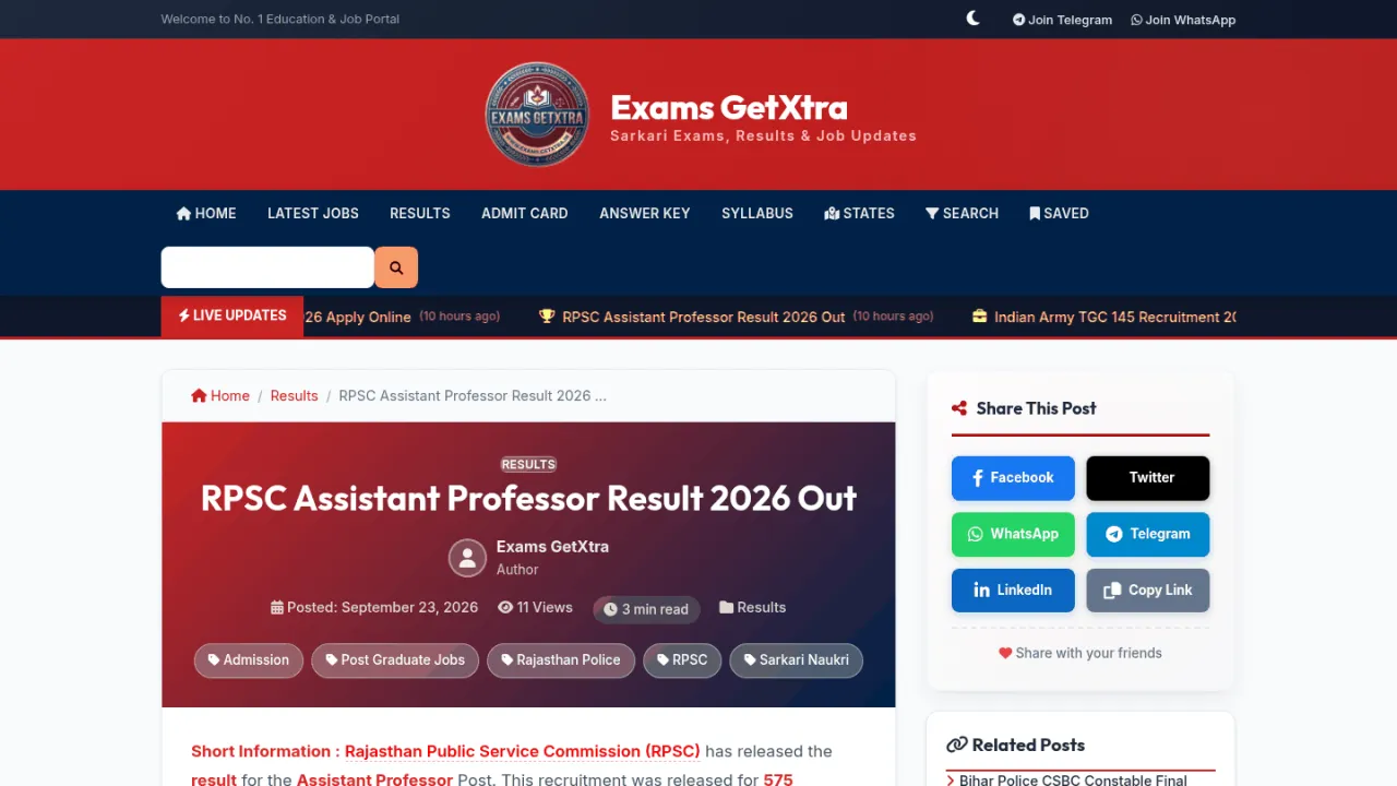 Sarkari Exam & Result Portal — Govt Job CMS with auto post publish , SEO Schema & PWA V1.0.0 — screenshot 2