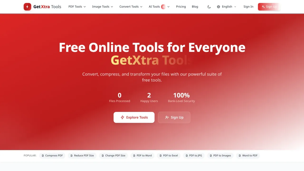 GetXtra Tools — 80 PDF, Image & AI Tools Website Script — screenshot 1